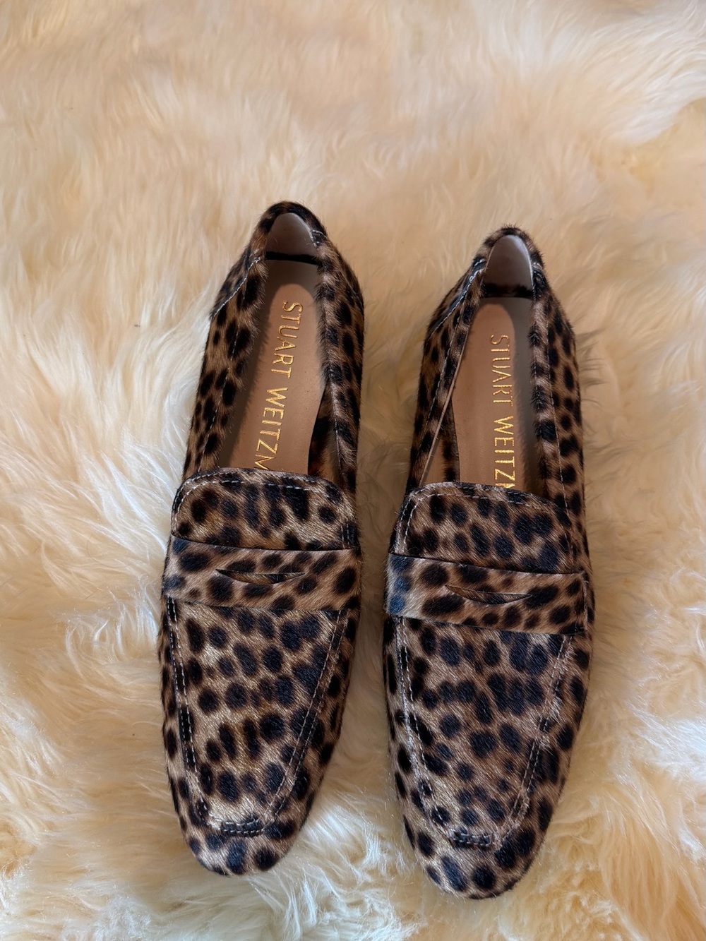 Stuart Weitzman Leopard-Print Loafers in Brown and Black Size 8.5